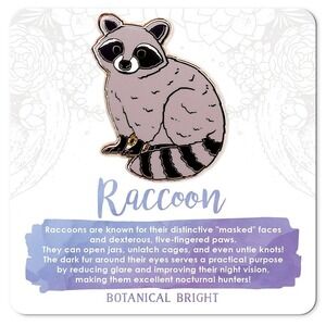 Raccoon Animal Enamel Pin - Gold Plated Nature Jewelry -‎ Wildlife Brooch